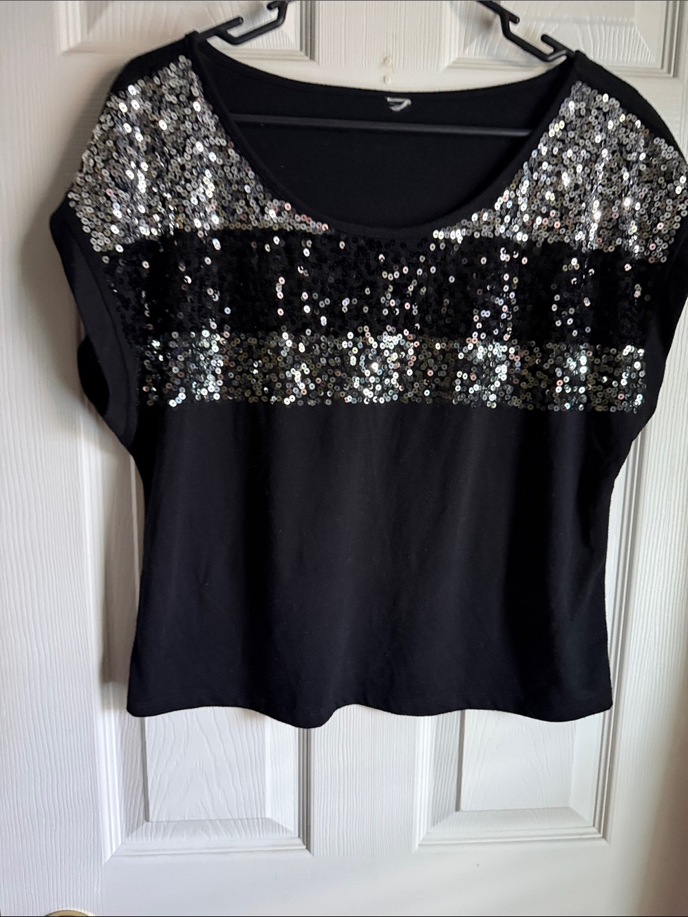 Black Sequin Accent Women’s Top